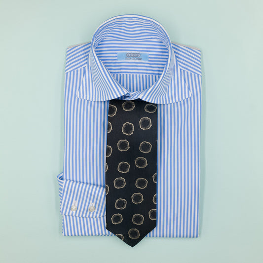 ブラックのサークル柄ヴィンテージファブリックネクタイ|FOURBUTTONS Necktie - FOURBUTTONS ONLINE