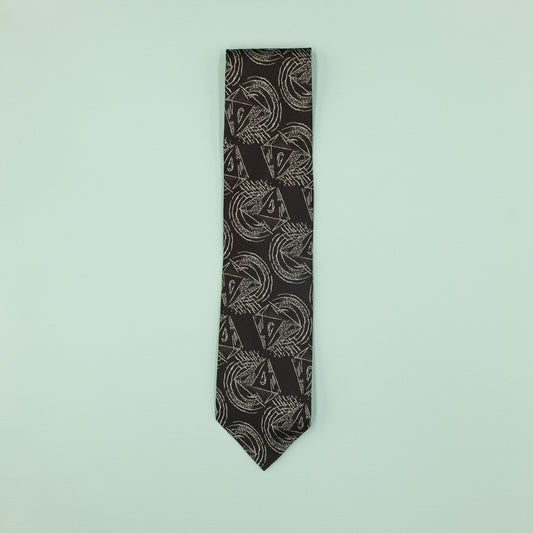 ブラウンの幾何学模様ヴィンテージファブリックネクタイ|FOURBUTTONS Necktie - FOURBUTTONS ONLINE