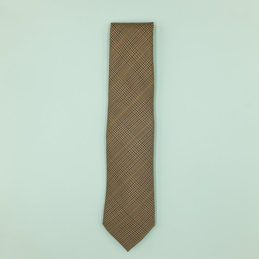 ブラウンとグリーンのウールグレンチェック柄カントリーネクタイ|FOURBUTTONS Necktie - FOURBUTTONS ONLINE