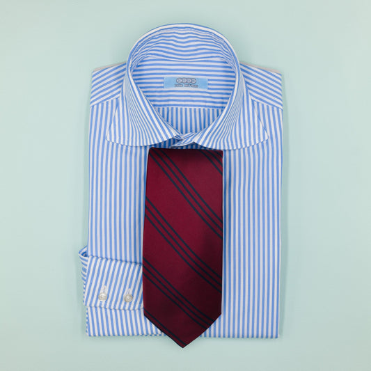 ダークレッドとネイビーのストライプ柄トリニティネクタイ|FOURBUTTONS Necktie - FOURBUTTONS ONLINE