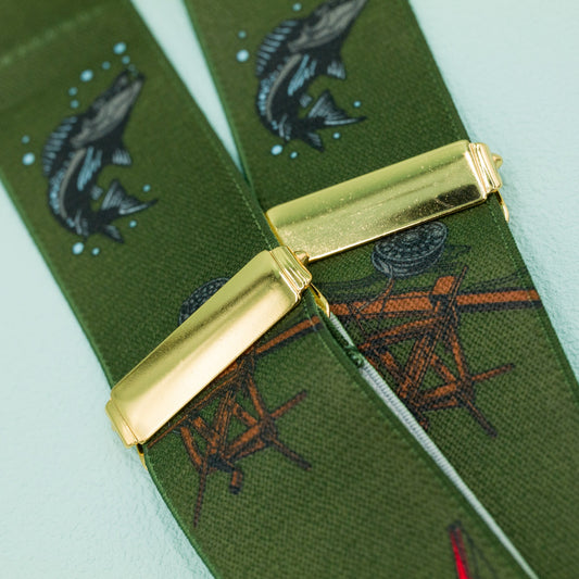 オリジナル サスペンダー 35mm（フィッシング柄）クリップエンド｜FOURBUTTONS Suspenders - FOURBUTTONS ONLINE