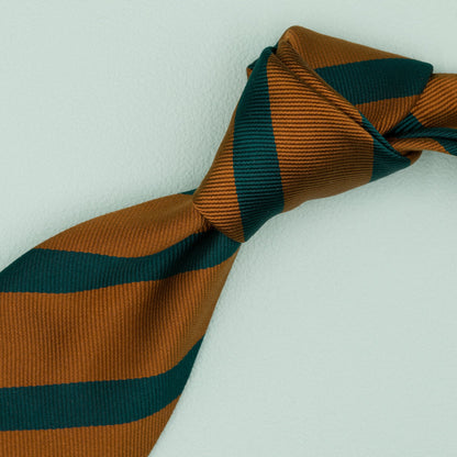 オレンジとグリーンのワンストライプネクタイ｜FOURBUTTONS Necktie - FOURBUTTONS ONLINE