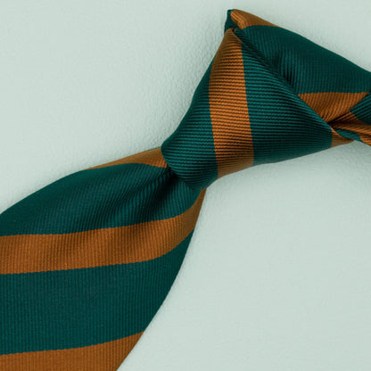 グリーンとオレンジのワンストライプネクタイ｜FOURBUTTONS Necktie - FOURBUTTONS ONLINE