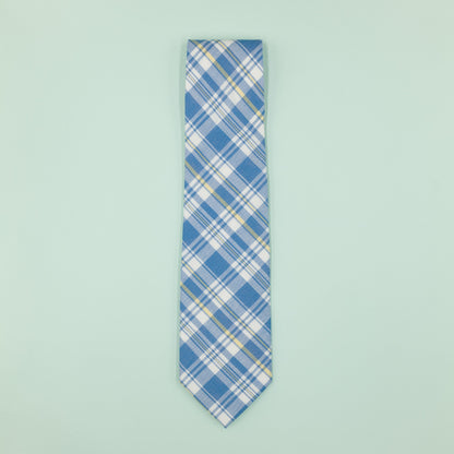 ライトブルーのマドラスチェック柄プレッピーネクタイ｜FOURBUTTONS Necktie - FOURBUTTONS ONLINE
