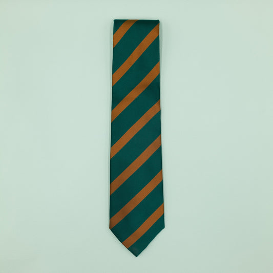 グリーンとオレンジのワンストライプネクタイ｜FOURBUTTONS Necktie - FOURBUTTONS ONLINE