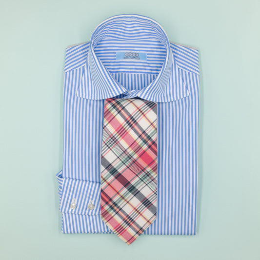 ネイビーとピンクのマドラスチェック柄プレッピーネクタイ｜FOURBUTTONS Necktie - FOURBUTTONS ONLINE