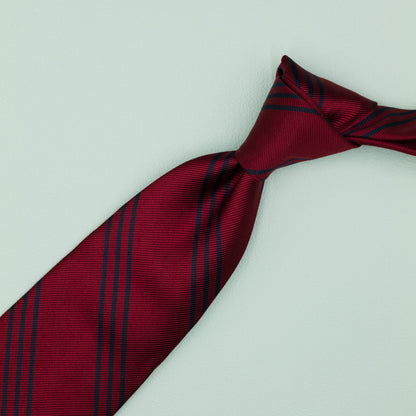 ダークレッドとネイビーのストライプ柄トリニティネクタイ｜FOURBUTTONS Necktie - FOURBUTTONS ONLINE