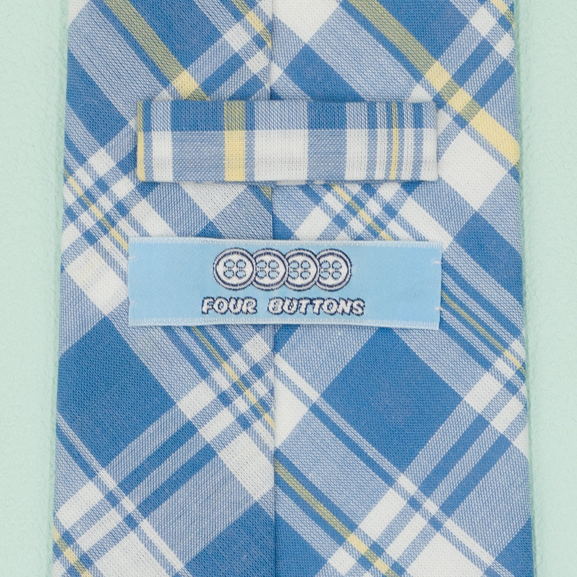 ライトブルーのマドラスチェック柄プレッピーネクタイ｜FOURBUTTONS Necktie - FOURBUTTONS ONLINE
