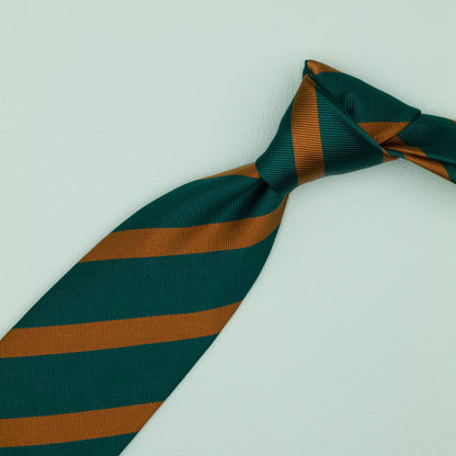 グリーンとオレンジのワンストライプネクタイ｜FOURBUTTONS Necktie - FOURBUTTONS ONLINE