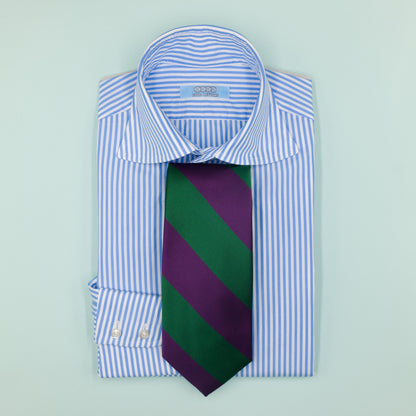 パープルとグリーンのストライプ柄オーニングネクタイ｜FOURBUTTONS Necktie - FOURBUTTONS ONLINE