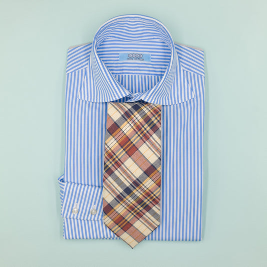 ネイビーとブラウンのマドラスチェック柄プレッピーネクタイ｜FOURBUTTONS Necktie - FOURBUTTONS ONLINE