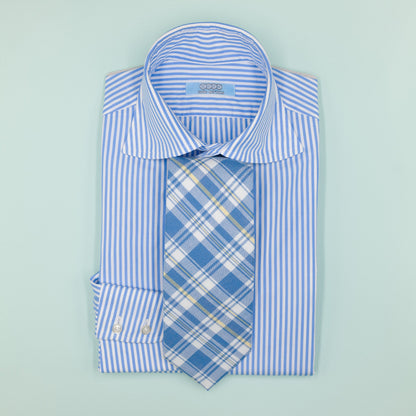 ライトブルーのマドラスチェック柄プレッピーネクタイ｜FOURBUTTONS Necktie - FOURBUTTONS ONLINE