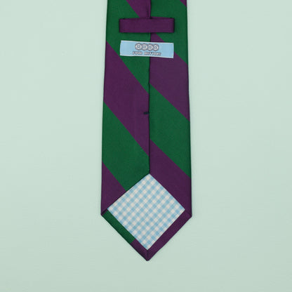 パープルとグリーンのストライプ柄オーニングネクタイ｜FOURBUTTONS Necktie - FOURBUTTONS ONLINE