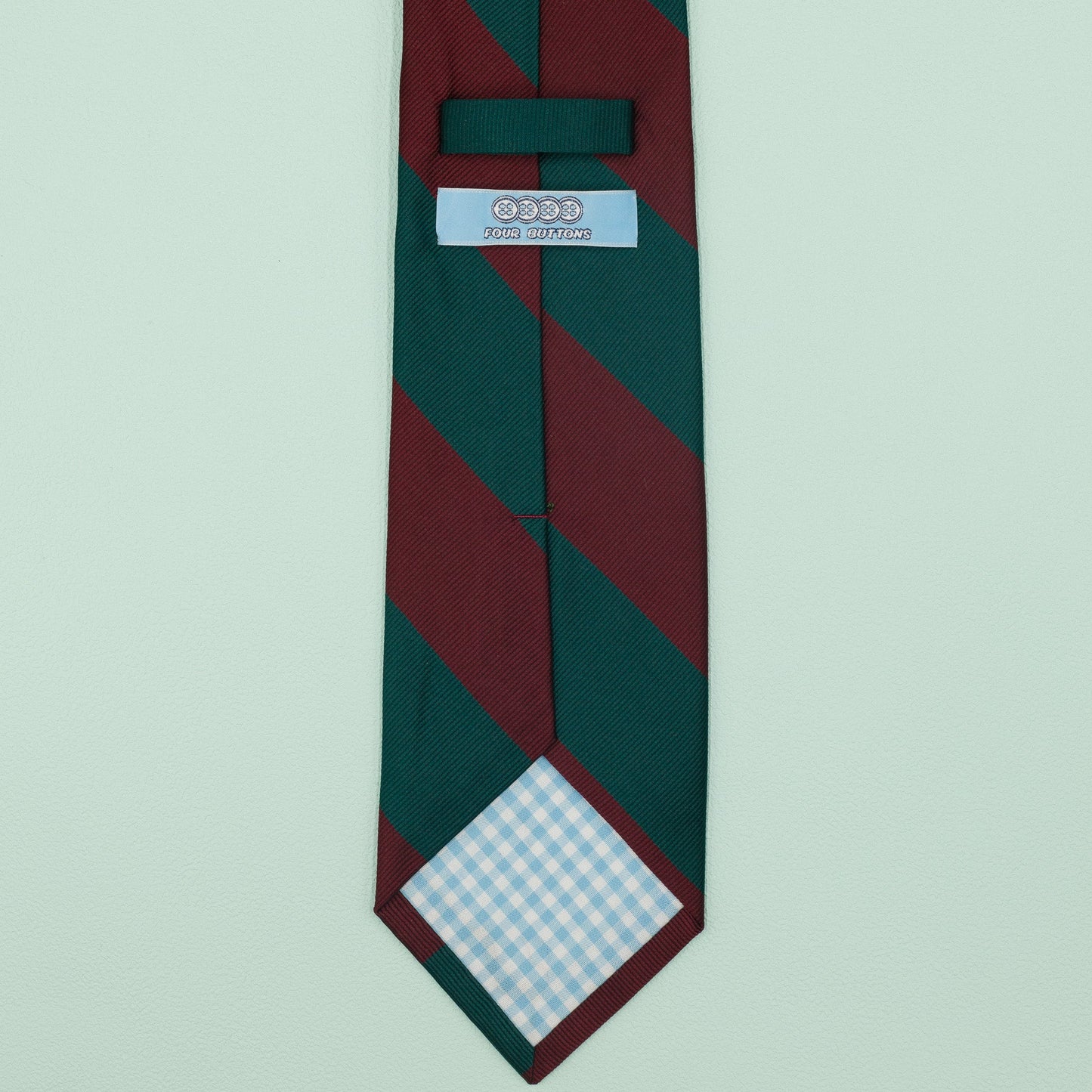 ダークレッドとグリーンのストライプ柄オーニングネクタイ｜FOURBUTTONS Necktie - FOURBUTTONS ONLINE