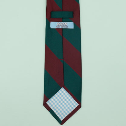 ダークレッドとグリーンのストライプ柄オーニングネクタイ｜FOURBUTTONS Necktie - FOURBUTTONS ONLINE