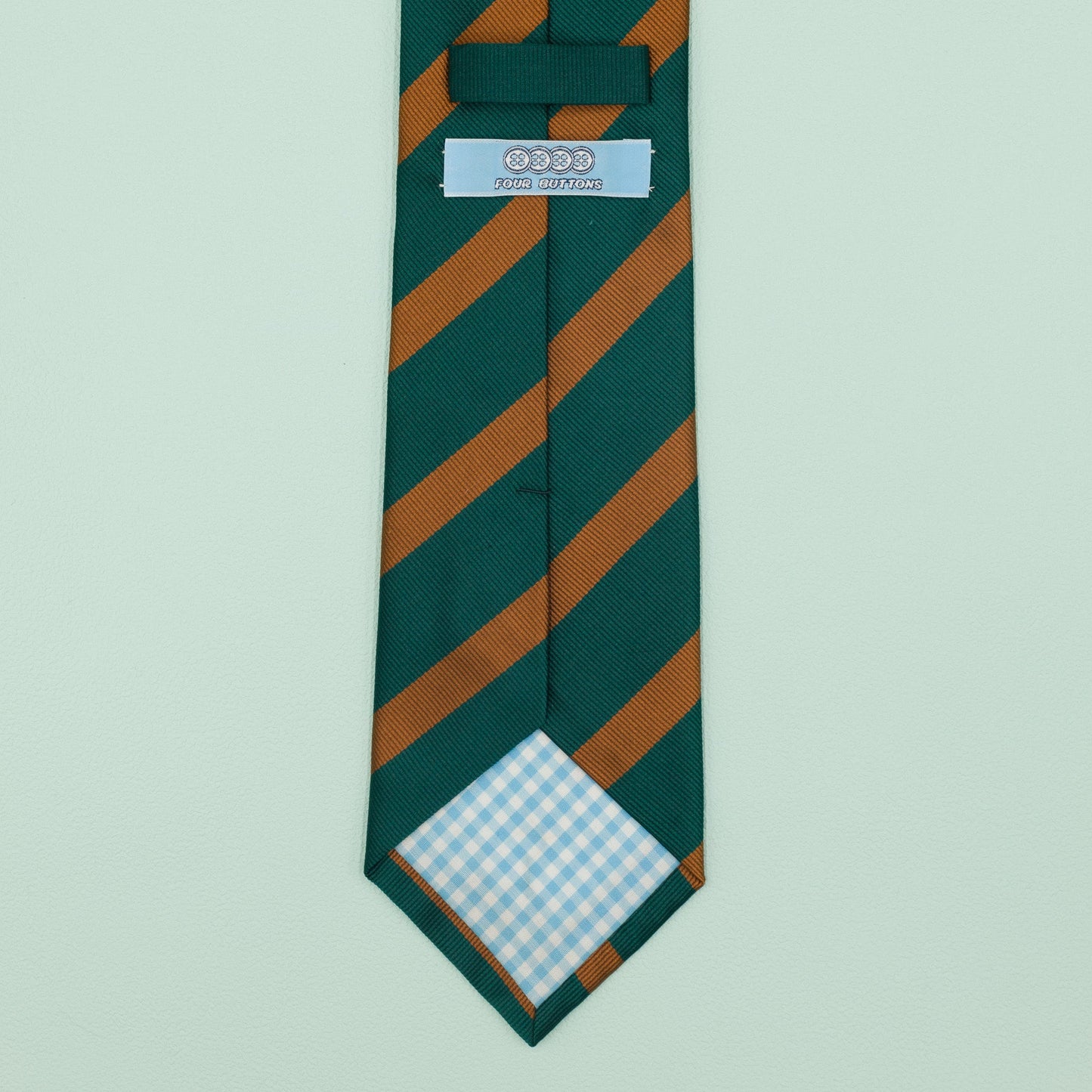 グリーンとオレンジのワンストライプネクタイ｜FOURBUTTONS Necktie - FOURBUTTONS ONLINE
