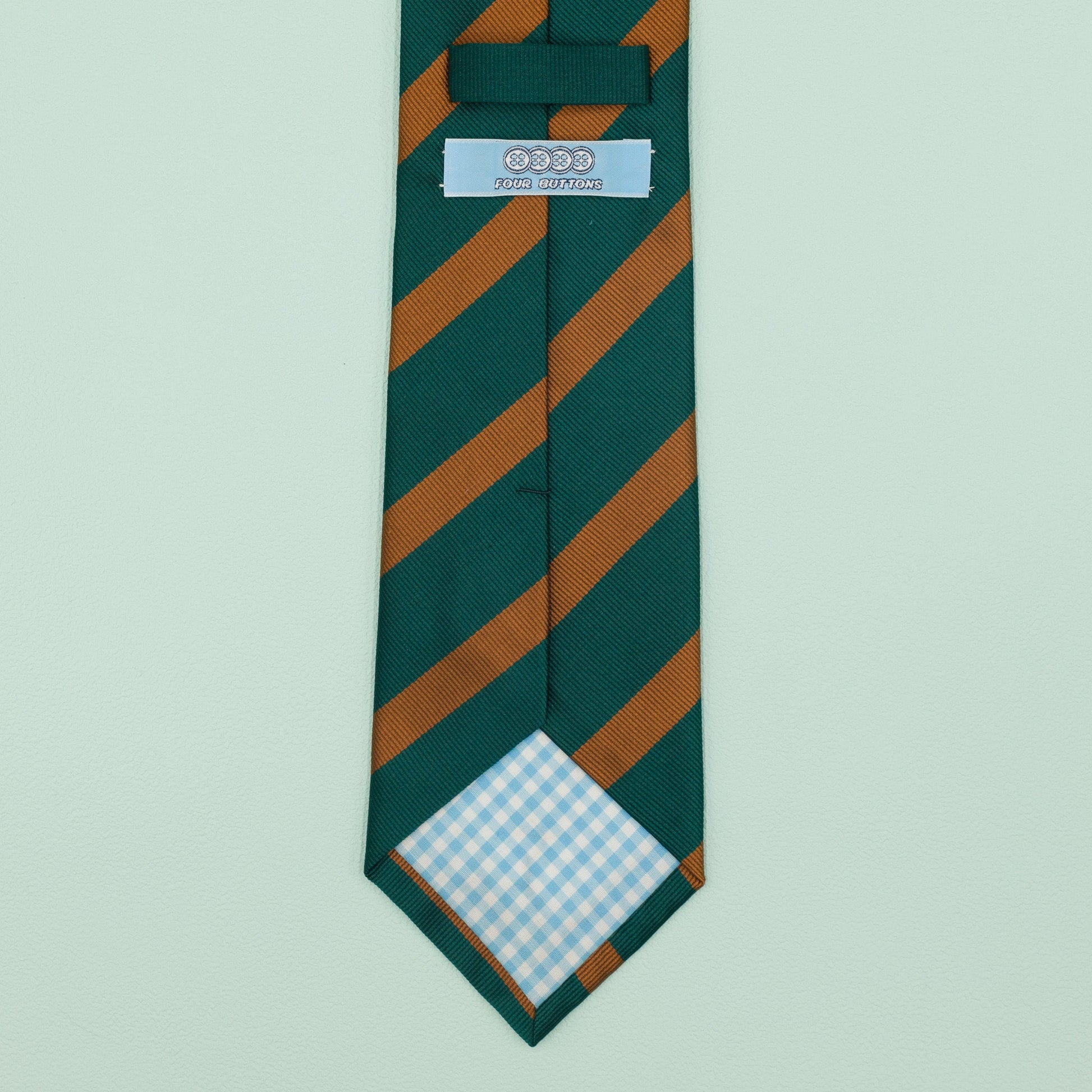 グリーンとオレンジのワンストライプネクタイ｜FOURBUTTONS Necktie - FOURBUTTONS ONLINE