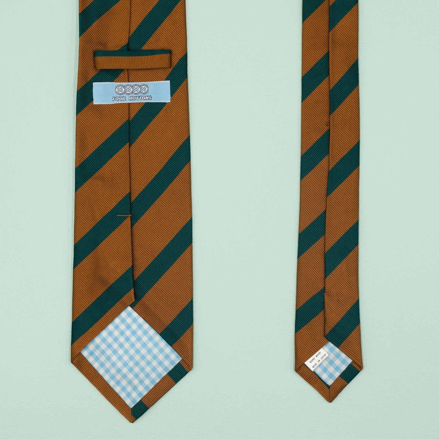 オレンジとグリーンのワンストライプネクタイ｜FOURBUTTONS Necktie - FOURBUTTONS ONLINE