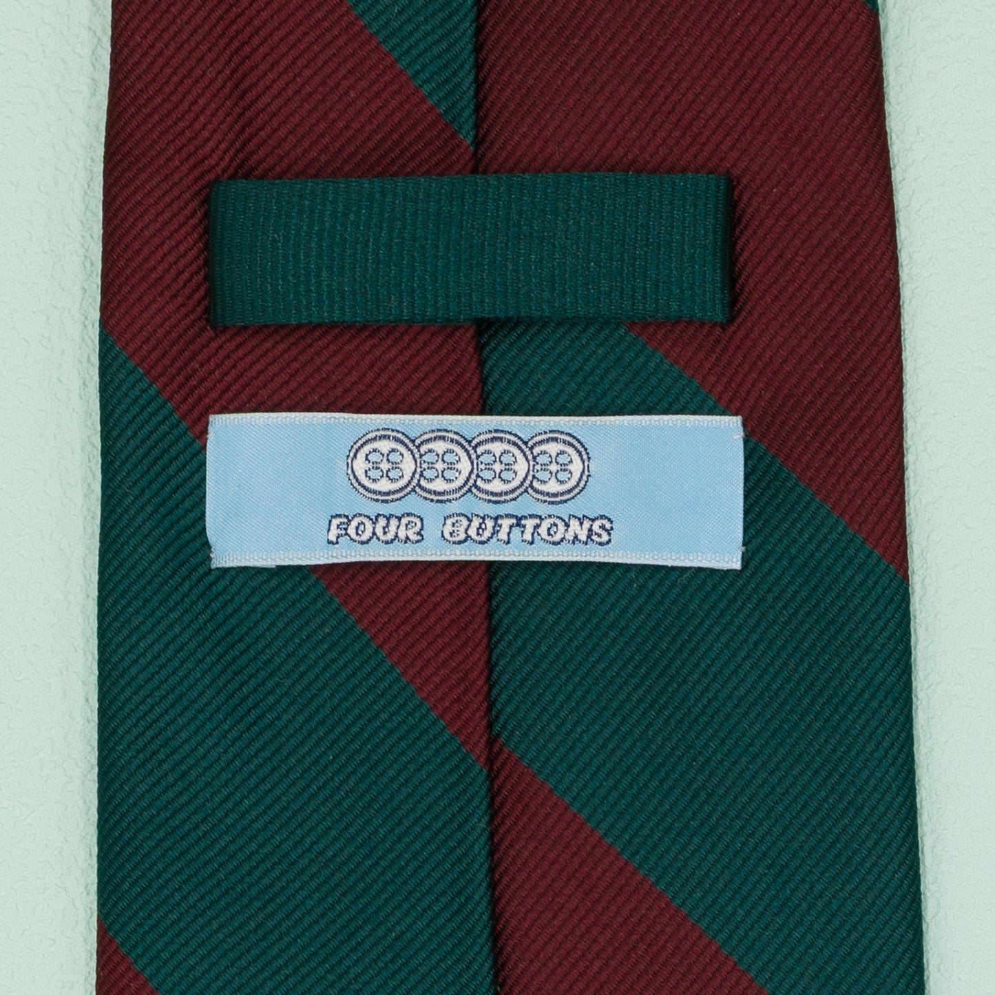 ダークレッドとグリーンのストライプ柄オーニングネクタイ｜FOURBUTTONS Necktie - FOURBUTTONS ONLINE