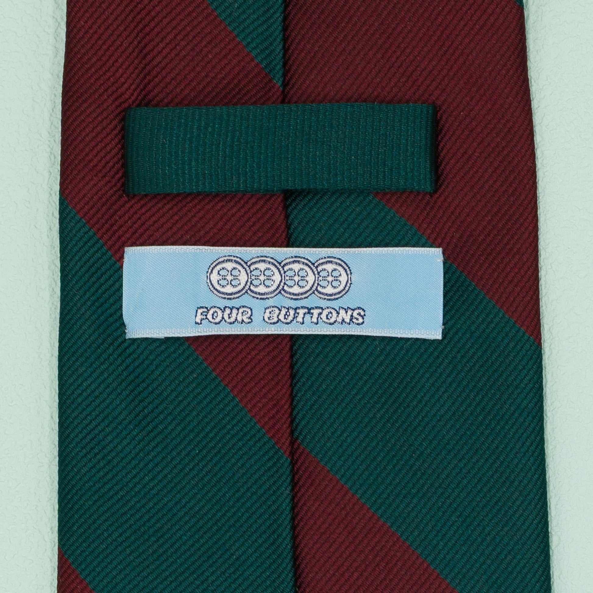 ダークレッドとグリーンのストライプ柄オーニングネクタイ｜FOURBUTTONS Necktie - FOURBUTTONS ONLINE