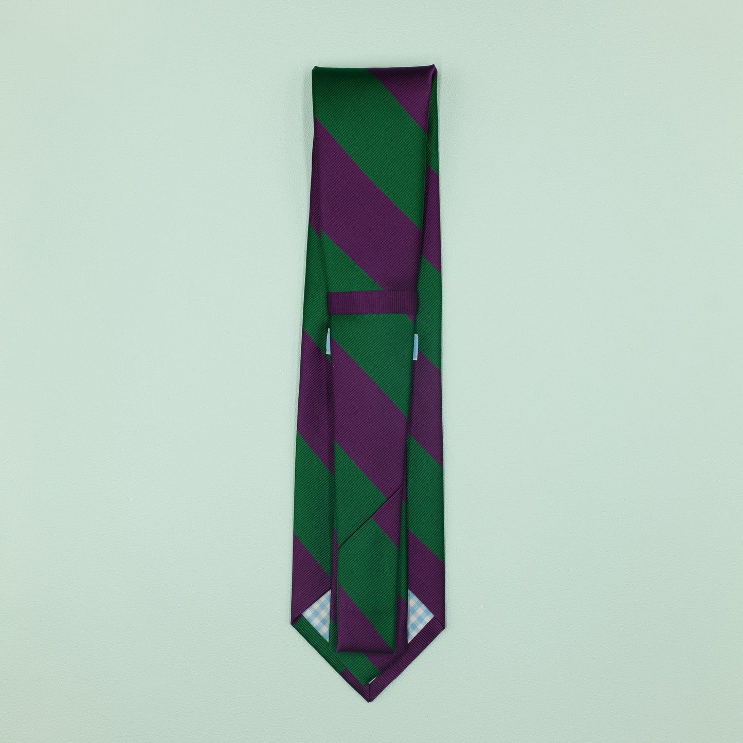 パープルとグリーンのストライプ柄オーニングネクタイ｜FOURBUTTONS Necktie - FOURBUTTONS ONLINE