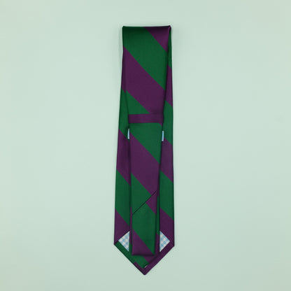 パープルとグリーンのストライプ柄オーニングネクタイ｜FOURBUTTONS Necktie - FOURBUTTONS ONLINE