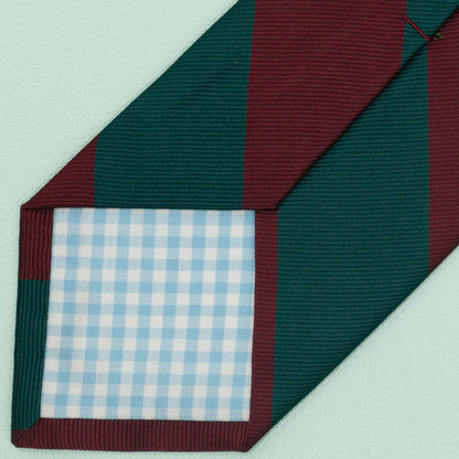 ダークレッドとグリーンのストライプ柄オーニングネクタイ｜FOURBUTTONS Necktie - FOURBUTTONS ONLINE