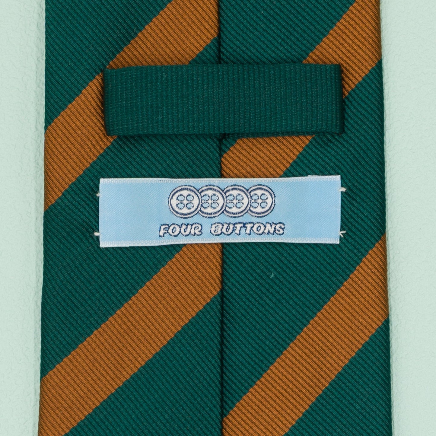 グリーンとオレンジのワンストライプネクタイ｜FOURBUTTONS Necktie - FOURBUTTONS ONLINE