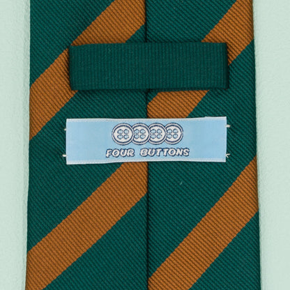 グリーンとオレンジのワンストライプネクタイ｜FOURBUTTONS Necktie - FOURBUTTONS ONLINE