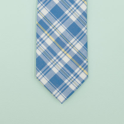ライトブルーのマドラスチェック柄プレッピーネクタイ｜FOURBUTTONS Necktie - FOURBUTTONS ONLINE
