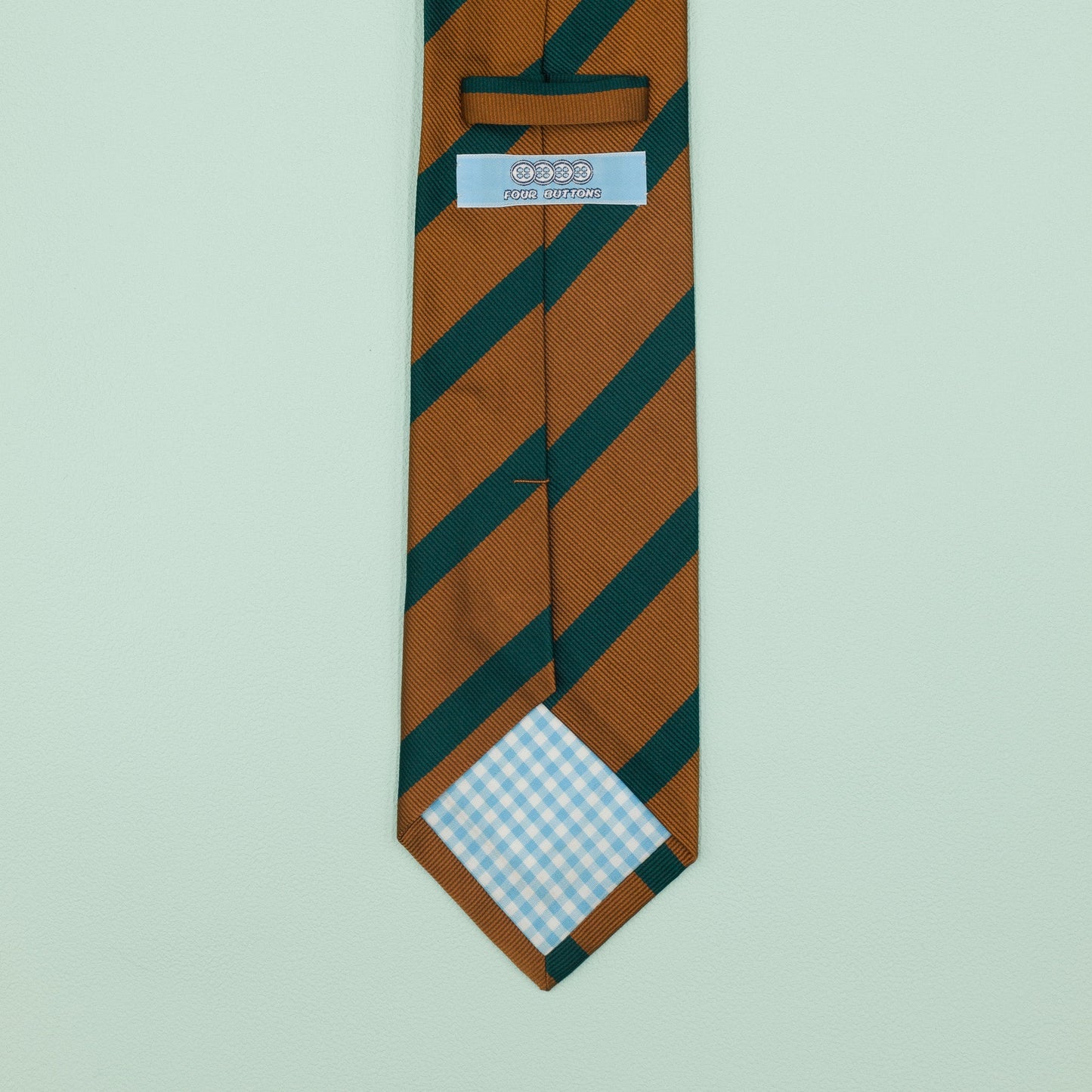 オレンジとグリーンのワンストライプネクタイ｜FOURBUTTONS Necktie - FOURBUTTONS ONLINE