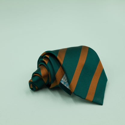 グリーンとオレンジのワンストライプネクタイ｜FOURBUTTONS Necktie - FOURBUTTONS ONLINE