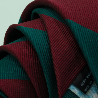 ダークレッドとグリーンのストライプ柄オーニングネクタイ｜FOURBUTTONS Necktie - FOURBUTTONS ONLINE