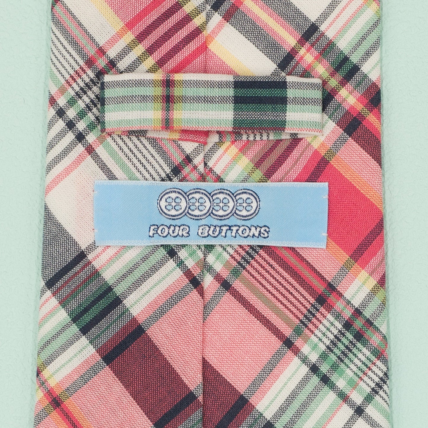 ネイビーとピンクのマドラスチェック柄プレッピーネクタイ｜FOURBUTTONS Necktie - FOURBUTTONS ONLINE