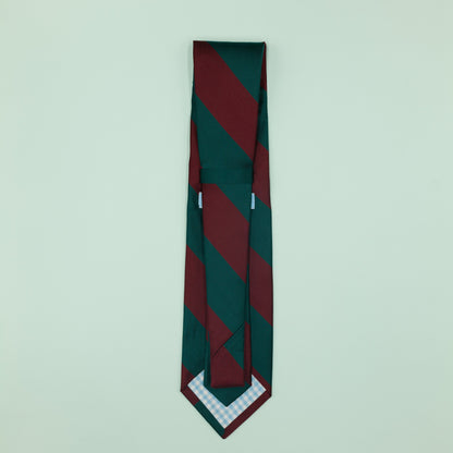 ダークレッドとグリーンのストライプ柄オーニングネクタイ｜FOURBUTTONS Necktie - FOURBUTTONS ONLINE