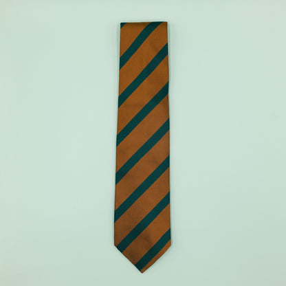 オレンジとグリーンのワンストライプネクタイ｜FOURBUTTONS Necktie - FOURBUTTONS ONLINE