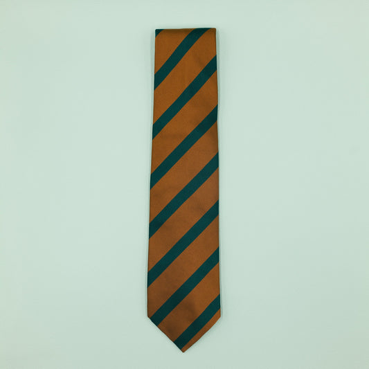 オレンジとグリーンのワンストライプネクタイ｜FOURBUTTONS Necktie - FOURBUTTONS ONLINE