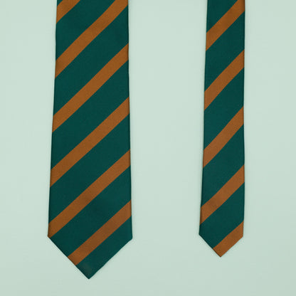 グリーンとオレンジのワンストライプネクタイ｜FOURBUTTONS Necktie - FOURBUTTONS ONLINE