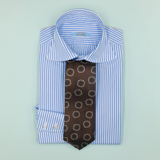 ブラウンのサークル柄ヴィンテージファブリックネクタイ｜FOURBUTTONS Necktie - FOURBUTTONS ONLINE