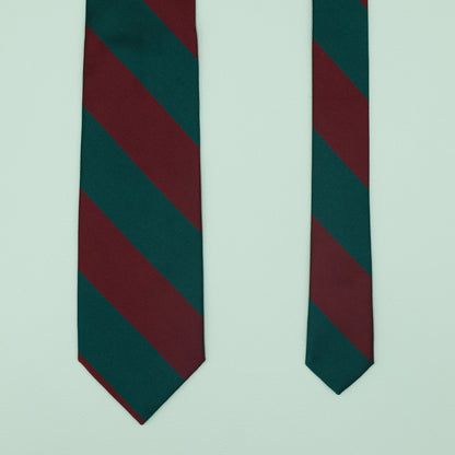 ダークレッドとグリーンのストライプ柄オーニングネクタイ｜FOURBUTTONS Necktie - FOURBUTTONS ONLINE