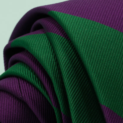パープルとグリーンのストライプ柄オーニングネクタイ｜FOURBUTTONS Necktie - FOURBUTTONS ONLINE