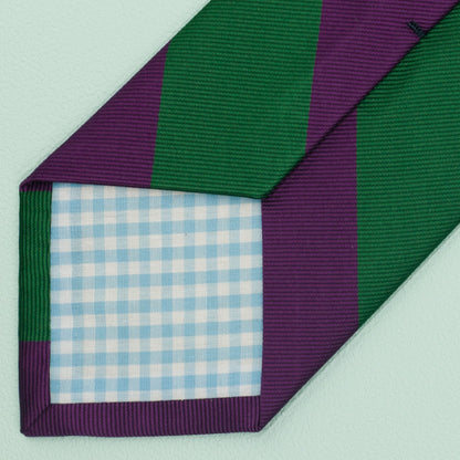 パープルとグリーンのストライプ柄オーニングネクタイ｜FOURBUTTONS Necktie - FOURBUTTONS ONLINE