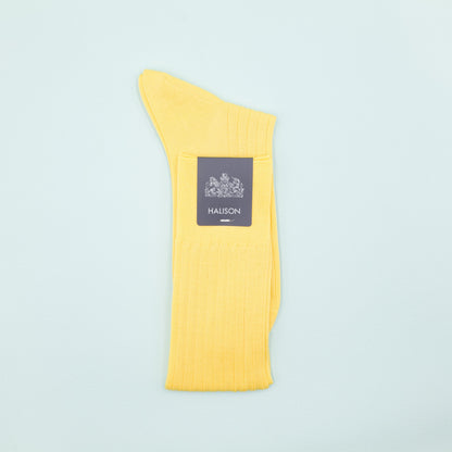 HALISON ロングホーズ（スーピマコットン）イエロー｜FOURBUTTONS Socks - FOURBUTTONS ONLINE