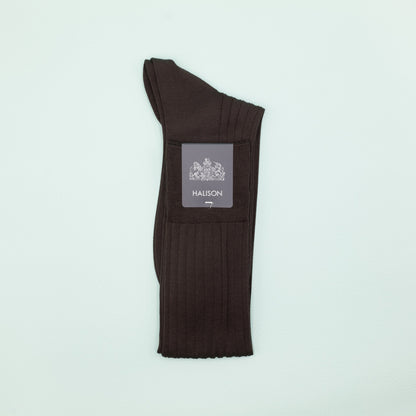 HALISON ロングホーズ（スーピマコットン）ブラウン｜FOURBUTTONS Socks - FOURBUTTONS ONLINE