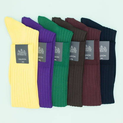 HALISON ロングホーズ（スーピマコットン）イエロー｜FOURBUTTONS Socks - FOURBUTTONS ONLINE