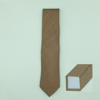 ウールネクタイ ブラウン×グリーン グレンチェック Necktie - Four Buttons Shop