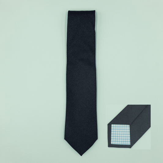 ウールネクタイ ネイビー ソリッド Necktie - Four Buttons Shop