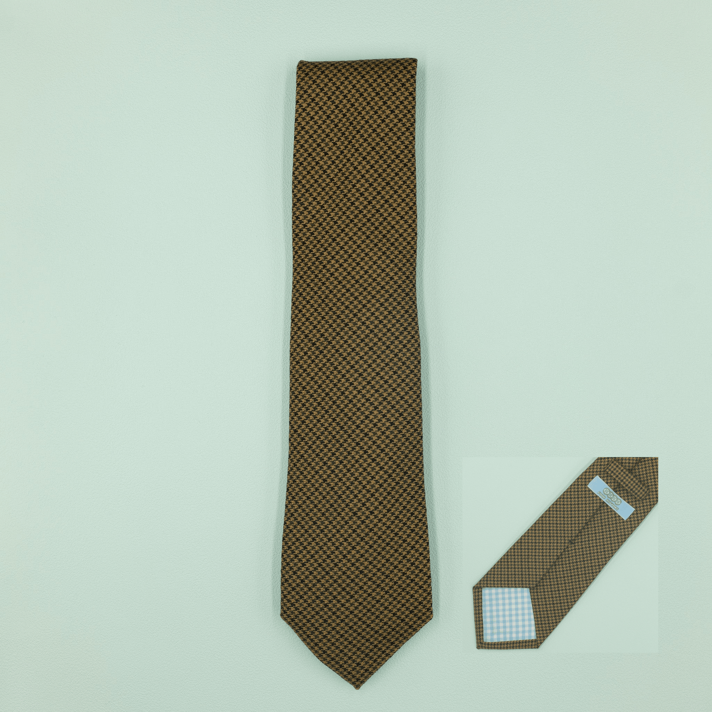 ウールネクタイ ブラウン×グリーン 千鳥格子 Necktie - Four Buttons Shop